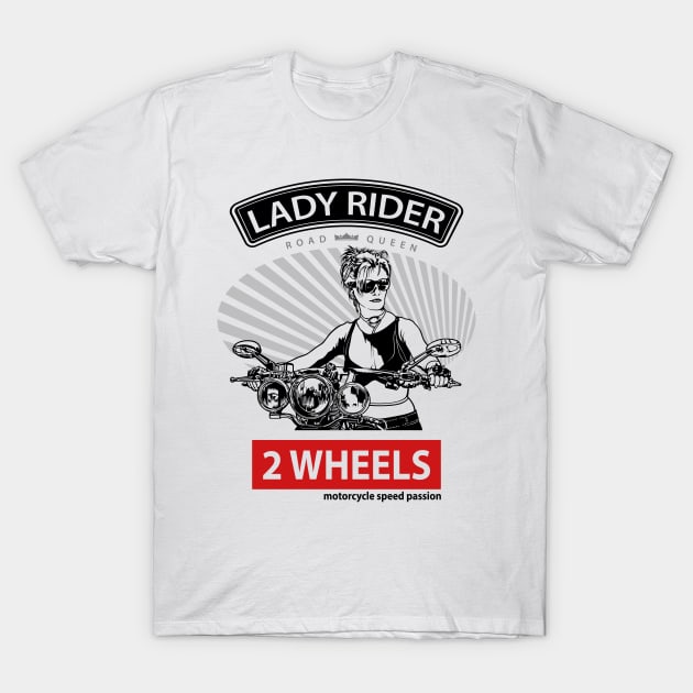 Lady Rider Road Queen, T-shirt for Biker, MotorCycle Rider Tee, Biker Gift T-Shirt by Ben Foumen